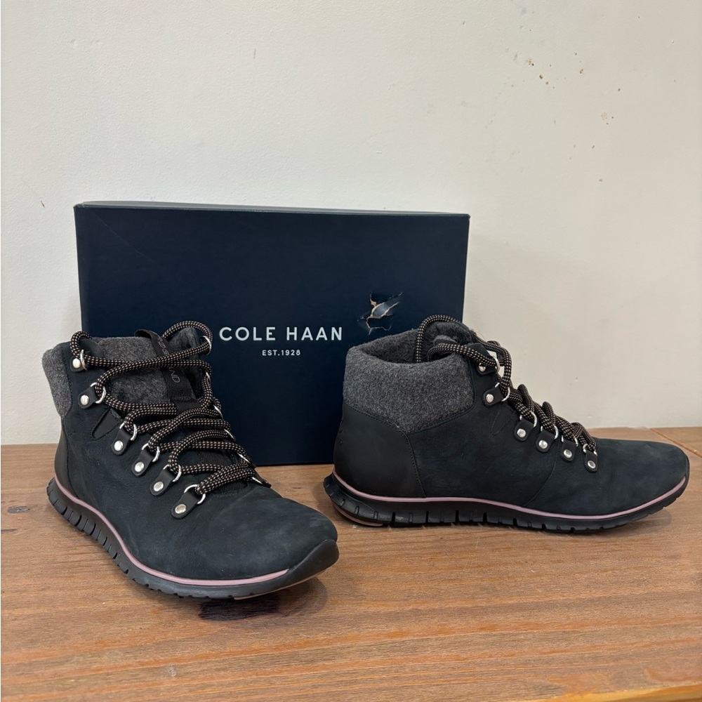 Cole Haan Black Lace Up Boots - Picture 2 of 8